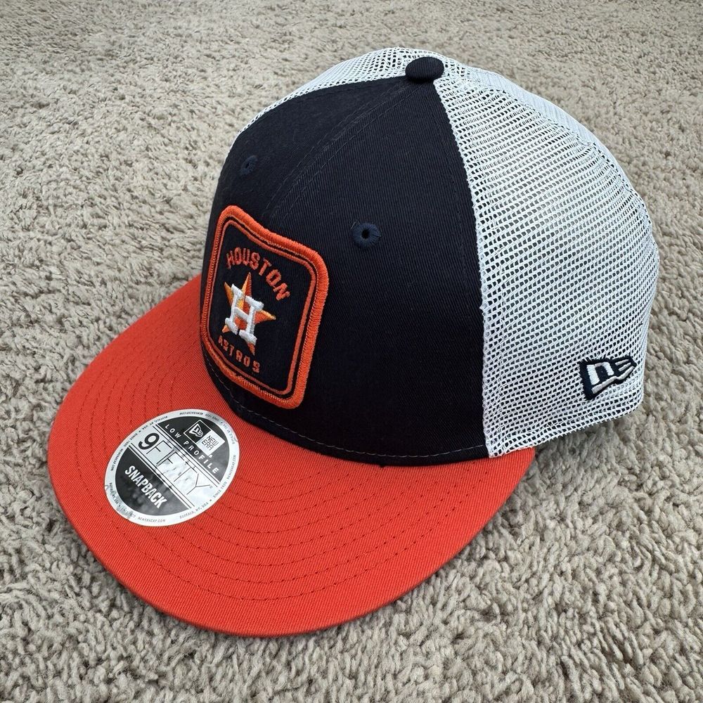 Houston Astros Hat NE 9Fifty Snapback Low Pro Black Squared Patch Mesh Back Cap